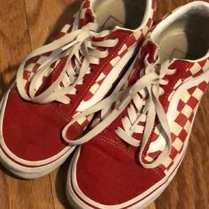 Red checkered vans!